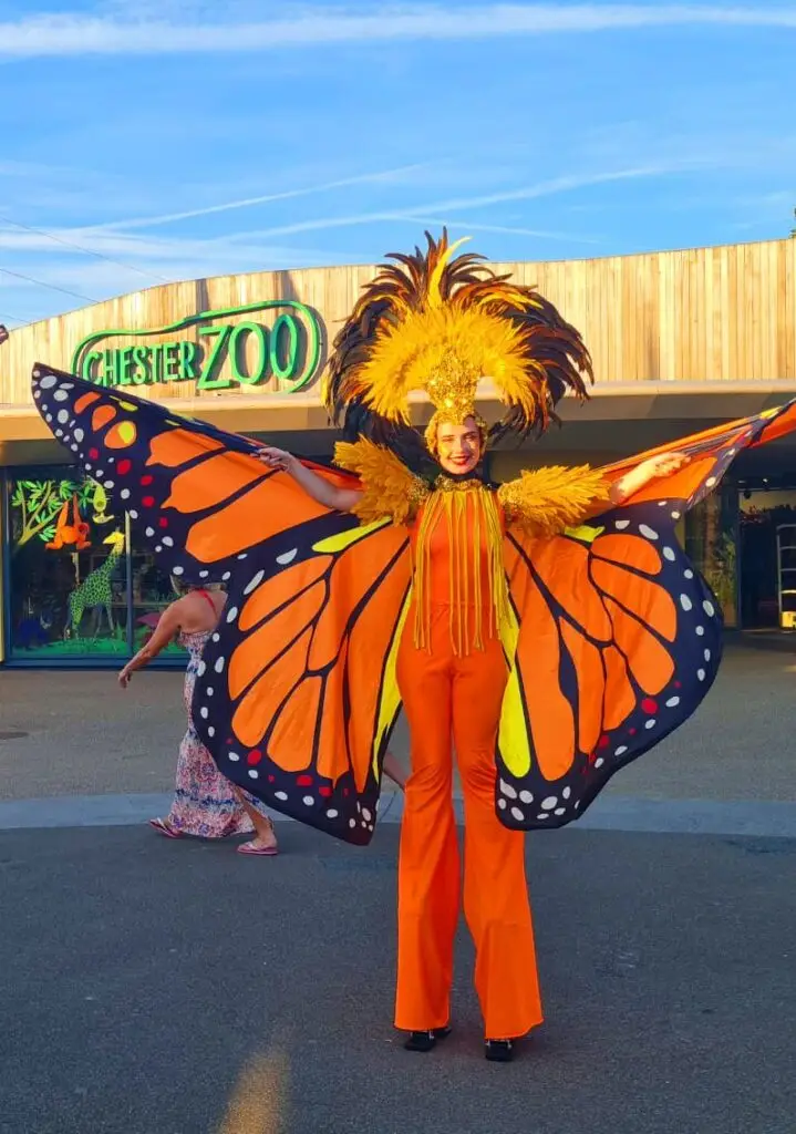 orange butterfly stilt walker