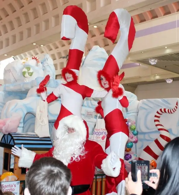 candy cane christmas stilt walkers