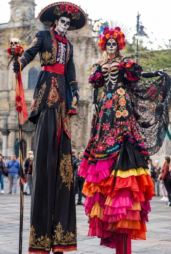 2 day of the dead stilt walkers